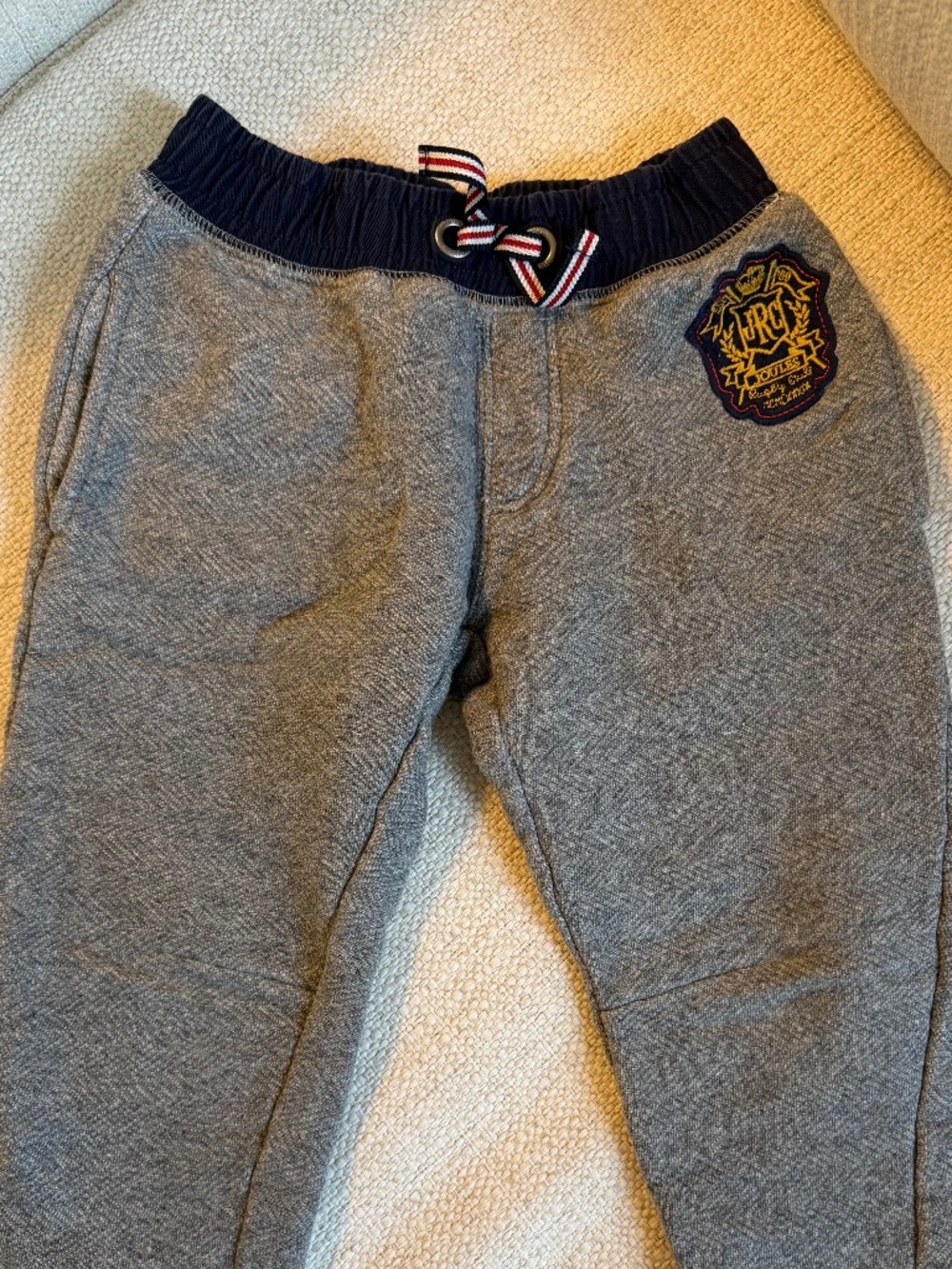 Joules Herringbone Sweatpants with Logo, Size 4Y